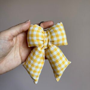 Porte-clés nœud vichy jaune